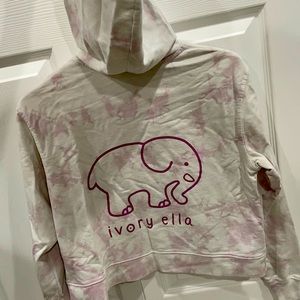 Ivory Ella cropped hoodie- white and pink/purple